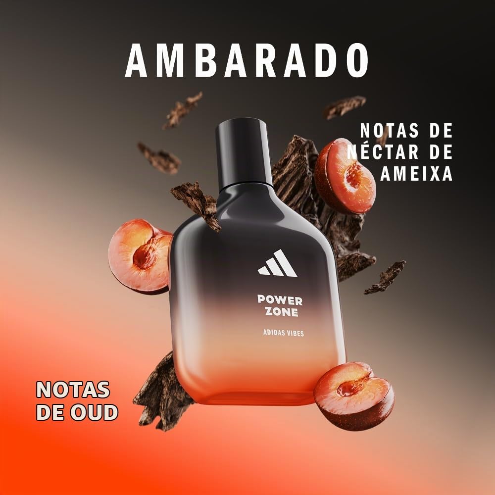 Destaca a estética do frasco e a consistência visual da coleção adidas Vibes.