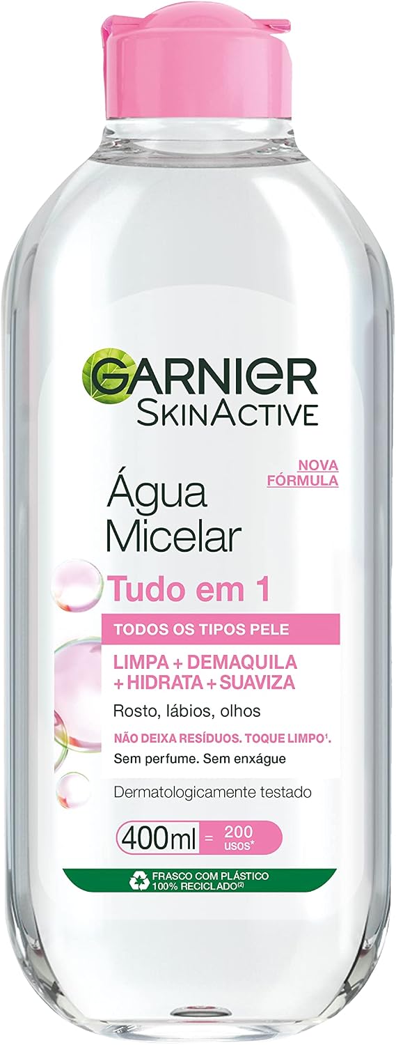 Água Micelar Garnier Skinactive Pink Tudo Em 1 Pele Sensível 400Ml