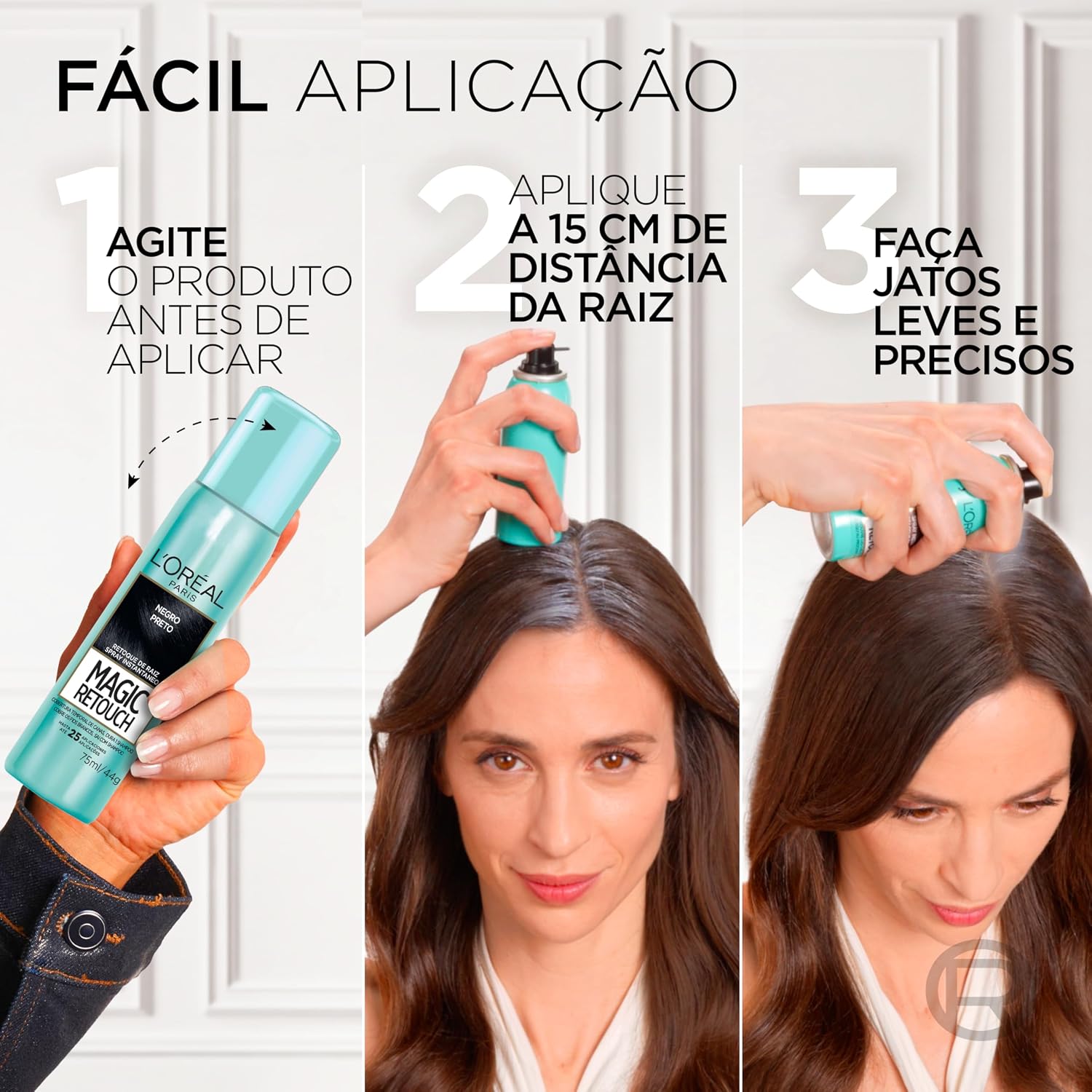 Evidencia o efeito de cobertura da raiz e a adaptação ao tom preto.