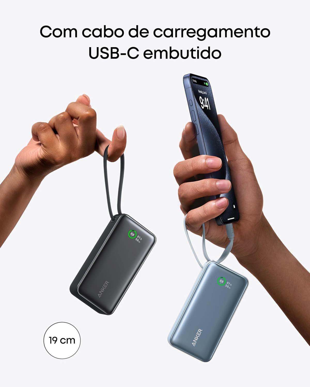 Enfatiza a solução integrada de carregamento e a construção do produto, útil para explicar praticidade e acabamento.