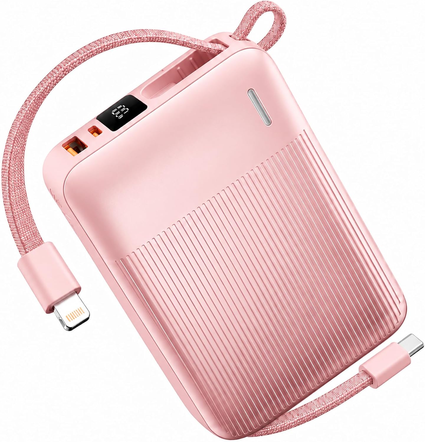 Basike Power Bank 20000Mah, Carregador Portátil 2 Cabos USB-C e Lightning