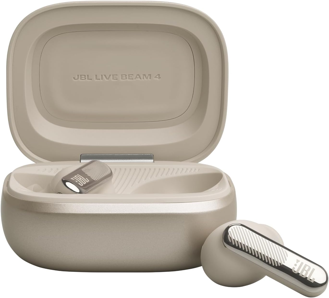 Jbl, Fone de Ouvido Bluetooth, Live Beam 4, In-Ear, Tela de 1.45", Cancelamento de Ruído - Bege