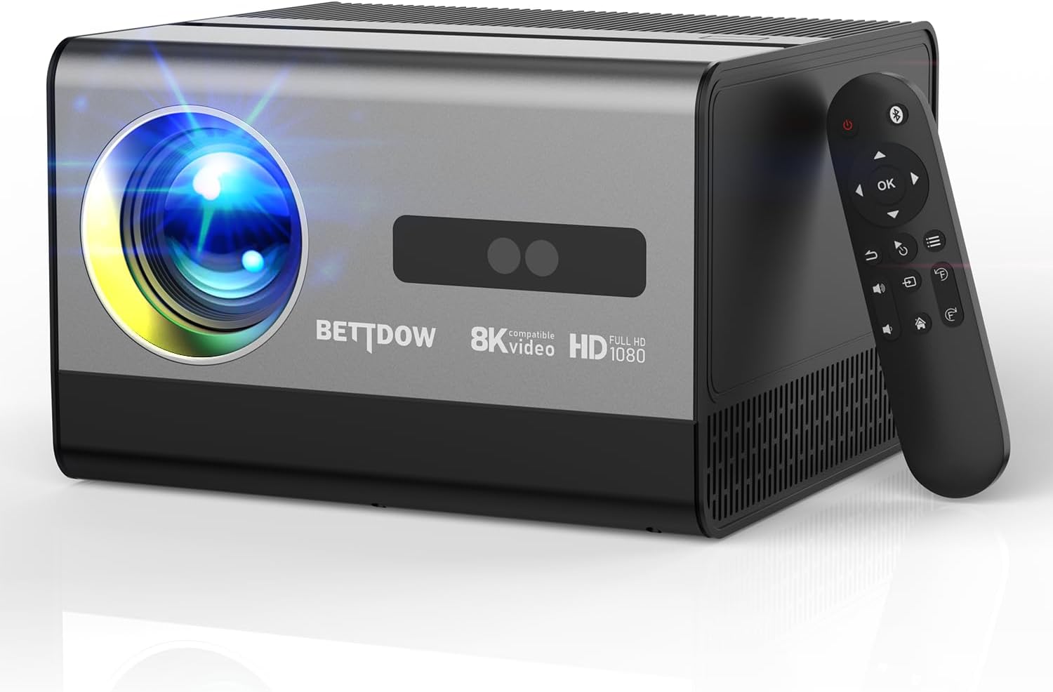 Bettdow Projetor 4K 8K 18000 Lumens Hd 1080P Compatível Completo de Android 12, Smart Projetores Retroprojetor Portatil 550 Ansi Wi-Fi6 Bt4,2, Auto Correção Trapezoidal, Foco Eletronico