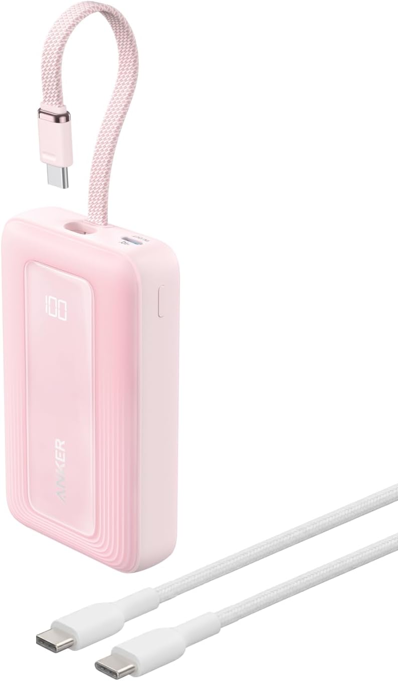 Anker Power Bank 10.000Mah 30W, Carregador Portátil, Cabo USB-C Integrado