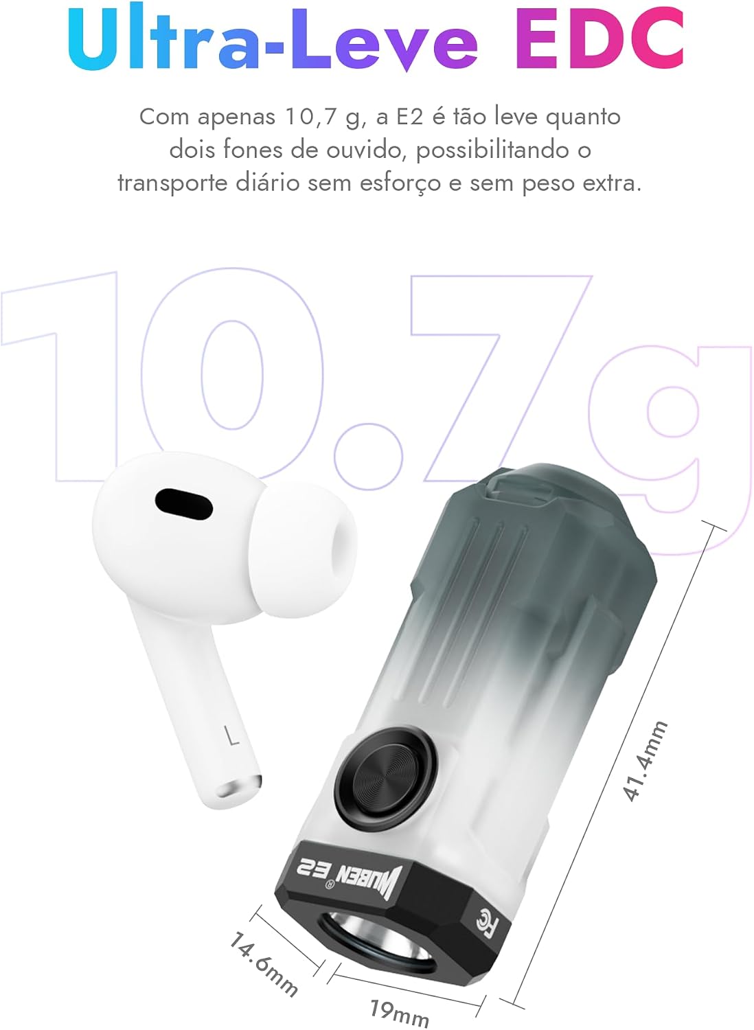 Ajuda a evidenciar materiais, acabamento e sensação de produto robusto apesar do tamanho reduzido.