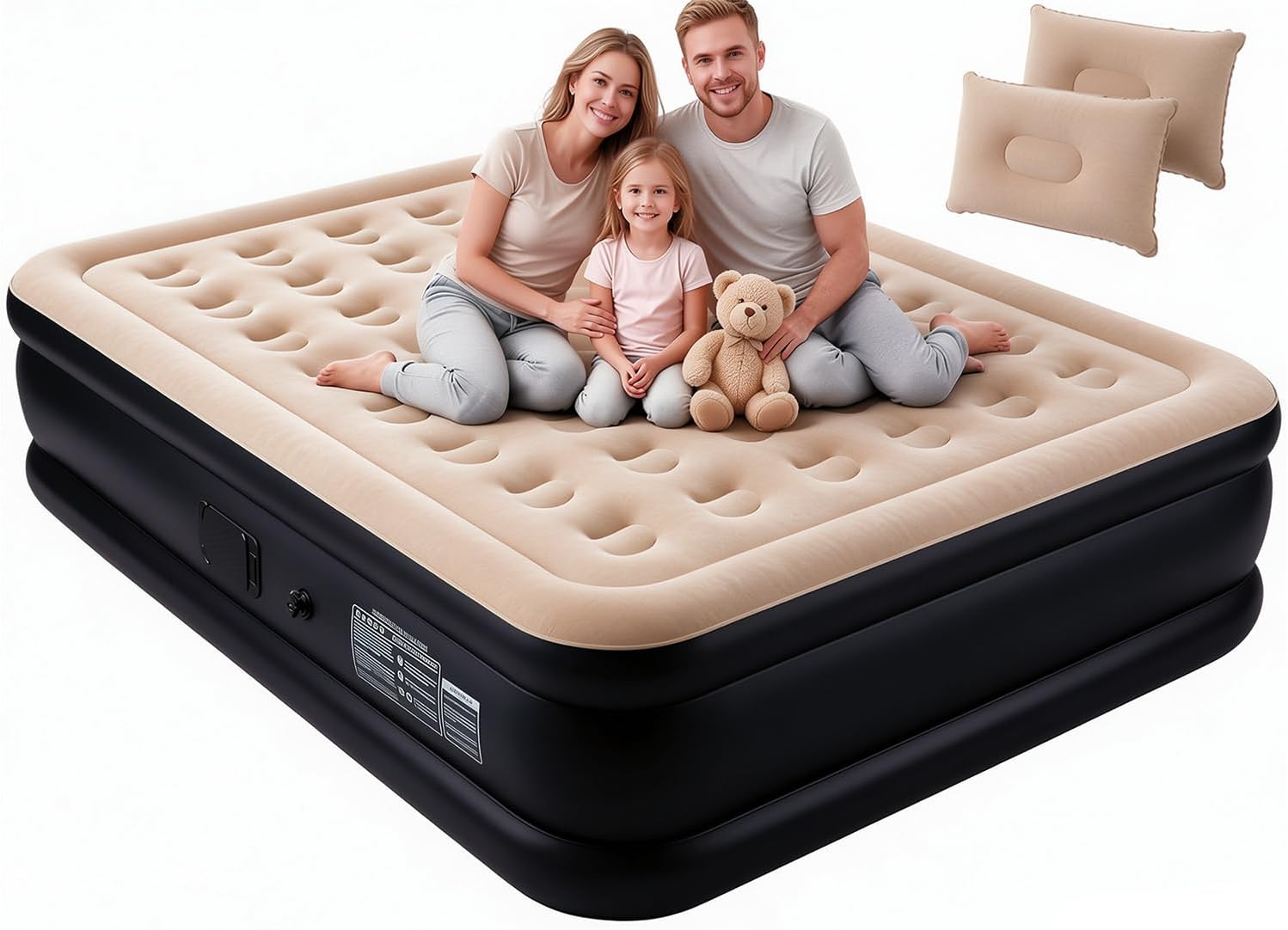 Colchão Inflável Queen Size - Preto e Bege