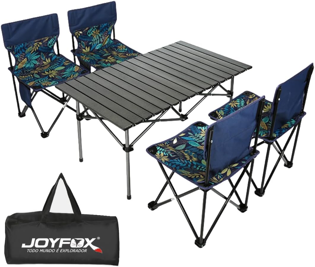 Kit Mesa Dobrável 120Cm com 4 Cadeiras Garden Preto