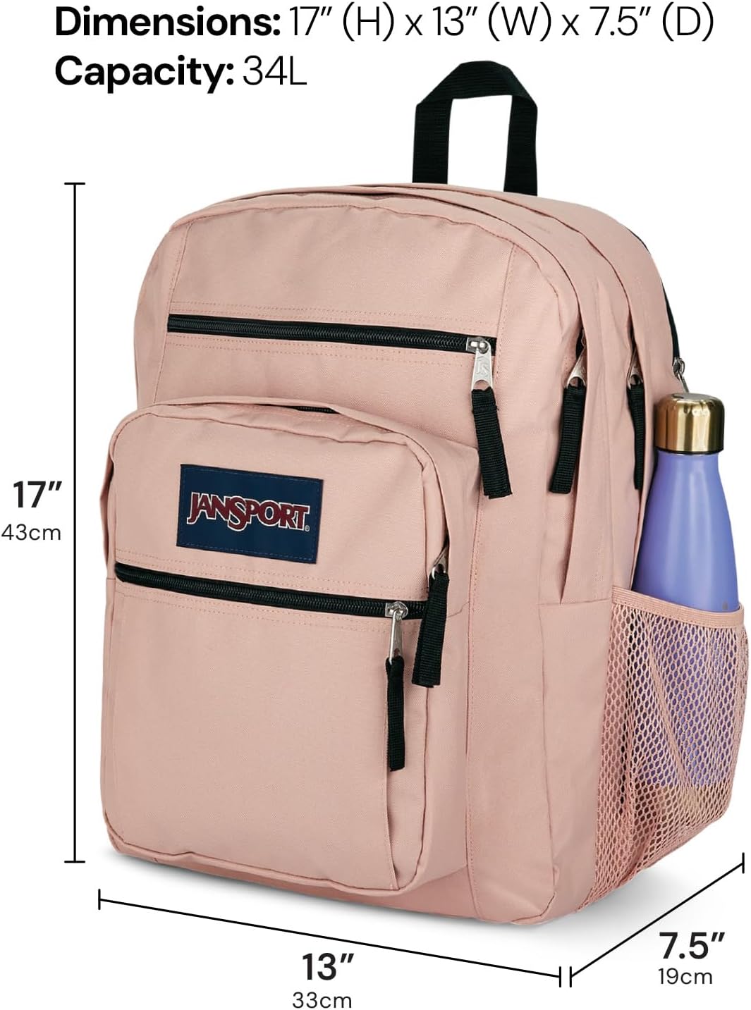 Ajuda a evidenciar organização e layout frontal da mochila.
