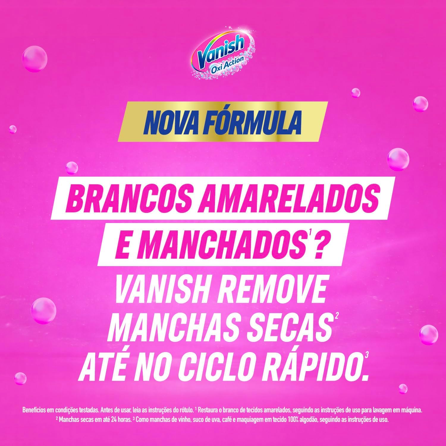 Ajuda a evidenciar os diferenciais de uso e proposta do produto, especialmente a promessa de remoção de manchas e cuidado com roupas brancas.