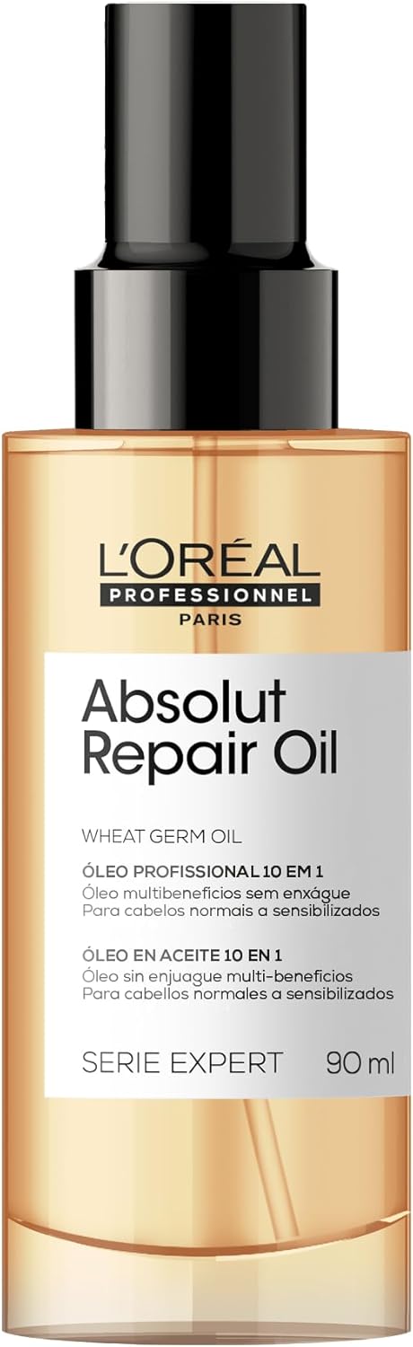 L'oréal Professionnel Óleo 10 Em 1 Absolut Repair | Multi-Benefícios para Cabelos Secos e Danificados | Repara e Promove Brilho | com Gold Quinoa e Proteínas