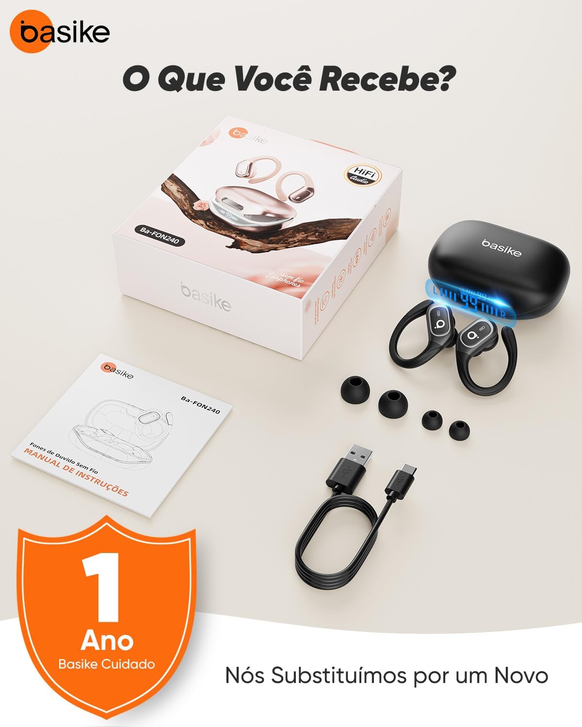 Ajuda a evidenciar a ergonomia, a estabilidade no ouvido e a proposta esportiva do modelo.