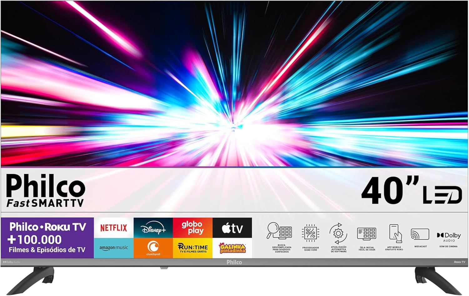 Smart Tv 40" Philco Roku Tv Hdr10 Dolby Áudio P40Cra