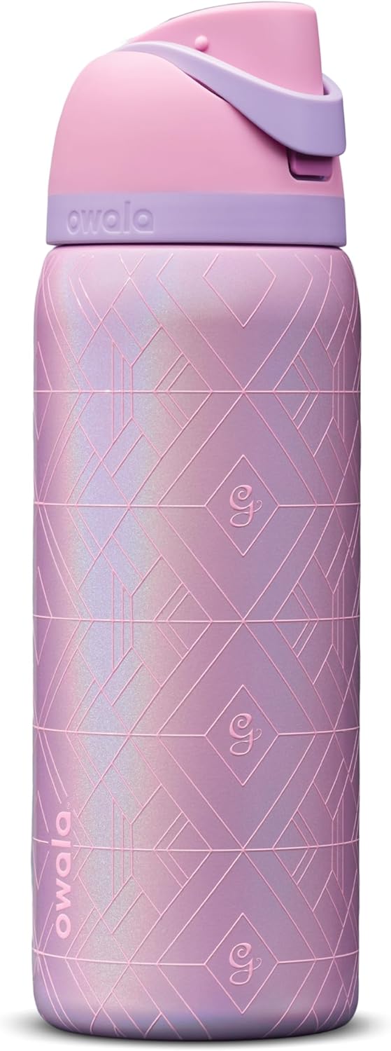 Owala Garrafa de Água de Aço Inoxidável Isolada Wicked Freesip com Canudo para Esportes e Viagens, Garrafa de Água Esportiva sem Bpa, 946 Ml, Glinda (Rosa)