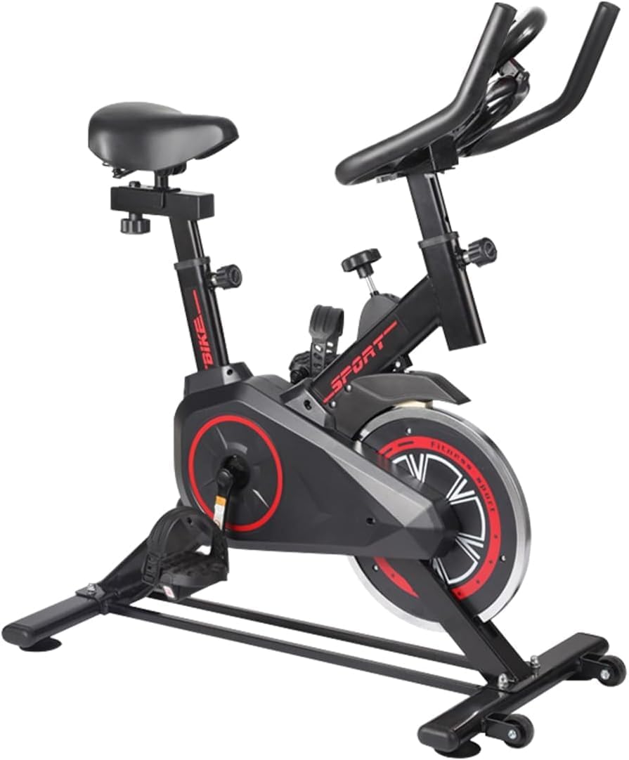 Mostra o design geral, porte, estabilidade visual e a proposta de uso indoor da bicicleta.