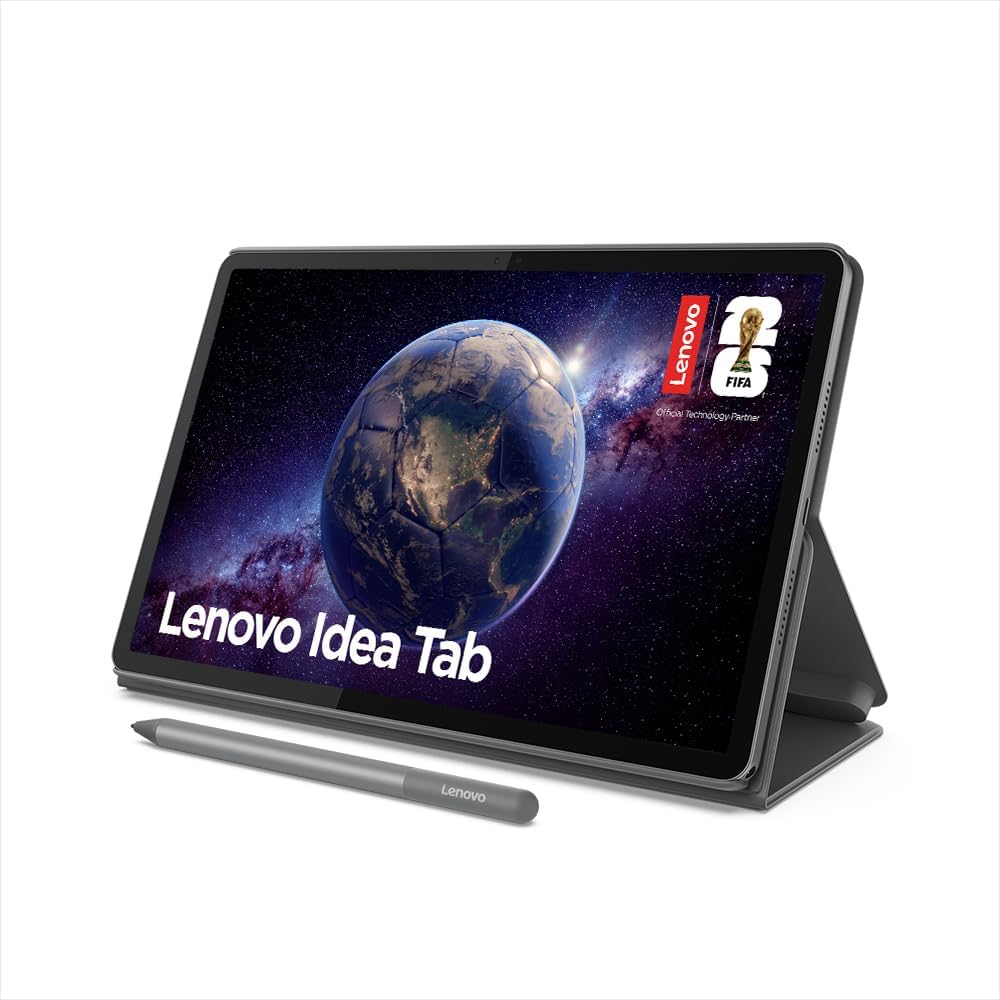 Apresenta a proposta completa do produto e reforça os diferenciais imediatos: tablet, caneta e capa inclusas.