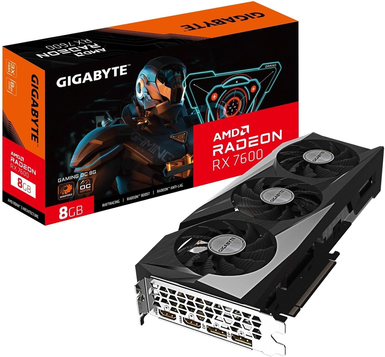 Destaca o design, o sistema de refrigeração triplo e a identidade visual da linha Gaming OC.