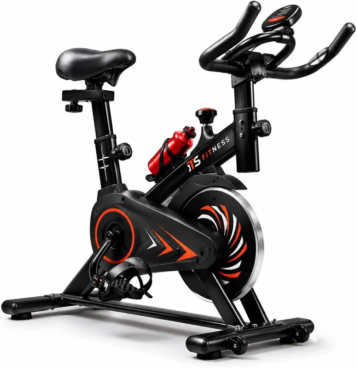 Bicicleta Ergométrica Fitness para Cardio e Musculação Academia com Base Cor Preto e Vermelho Marca Its 8Kg Inercia