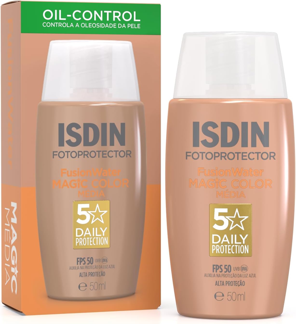 Isdin Protetor Solar Facial Fusion Water Magic Color Fps 50 - Cor Média - 50Ml