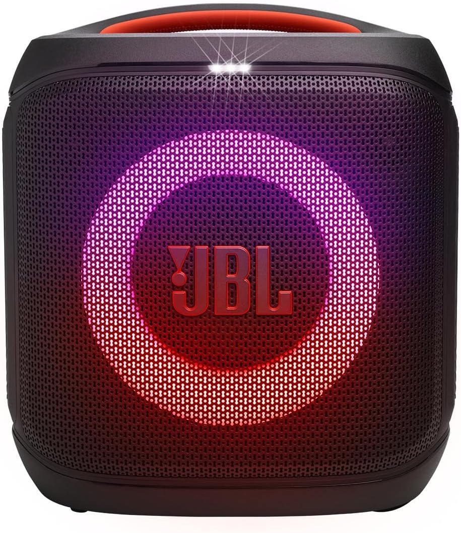 Apresenta o design geral, o porte portátil e a identidade visual premium da linha JBL PartyBox.