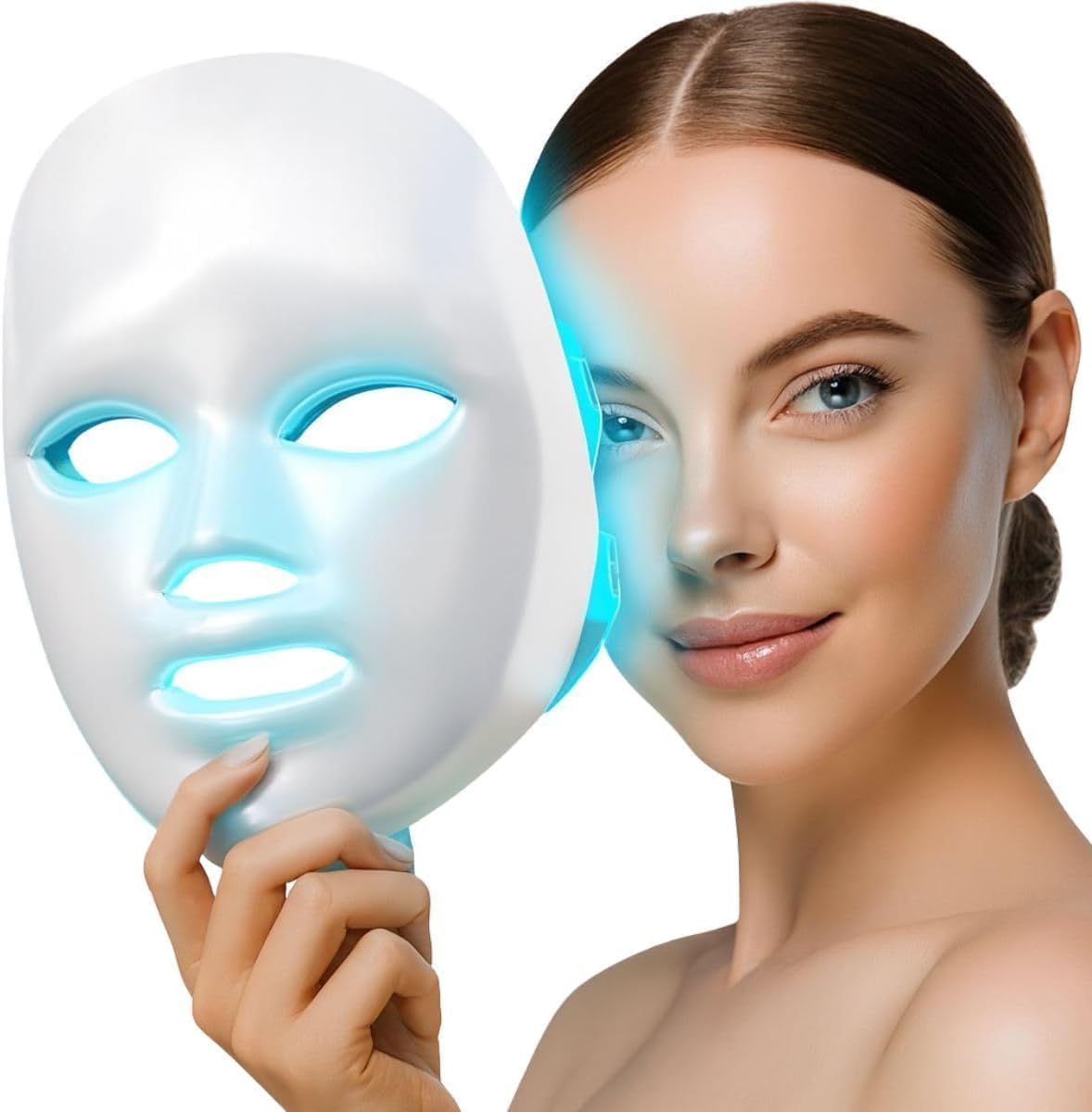 Máscara LED Facial 7 Cores 90 LEDs sem Fio USB Recarregável Premium | sem Fio, USB Recarregável, Premium