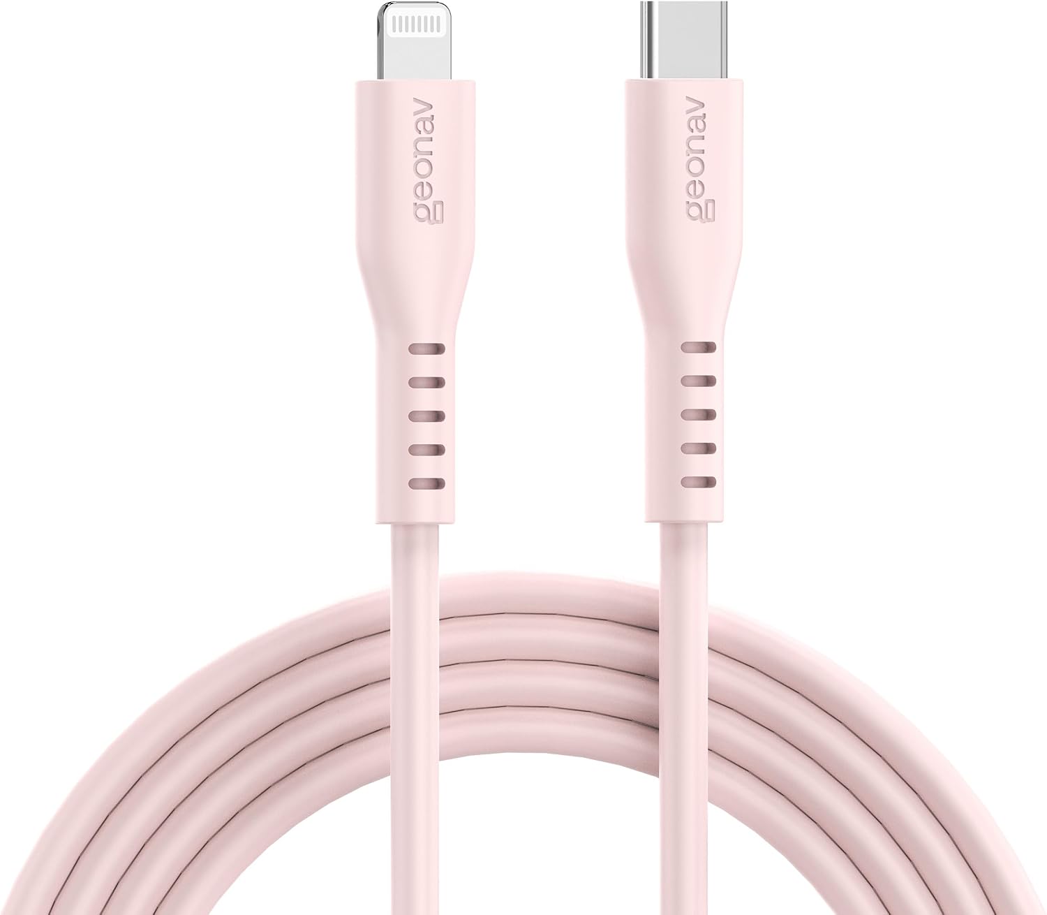 Geonav Cabo de Silicone USB-C para Lightning, Carregamento Até 38W, Silicone Resistente, 1,5M, Eslicspk, Rosa