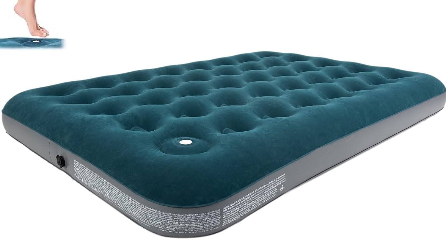 Mostra a apresentação geral do produto, ajudando a identificar tamanho, formato, cor e proposta de uso como cama inflável de casal.