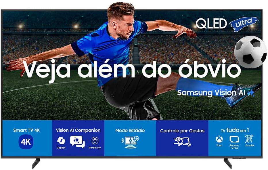 Apresenta o visual geral, proporção da tela e a primeira impressão de design da TV.