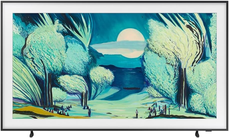 Apresenta o visual premium e o conceito de TV que também funciona como peça decorativa, além de reforçar o formato de 55 polegadas.