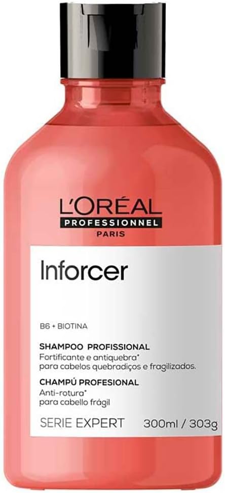 L'oréal Professionnel Inforcer Shampoo Fortificante Antiqueda Por Quebra, Crescimento Saudável para Cabelos Frágeis e Quebradiços com Biotina e Vitamina B6, 300Ml