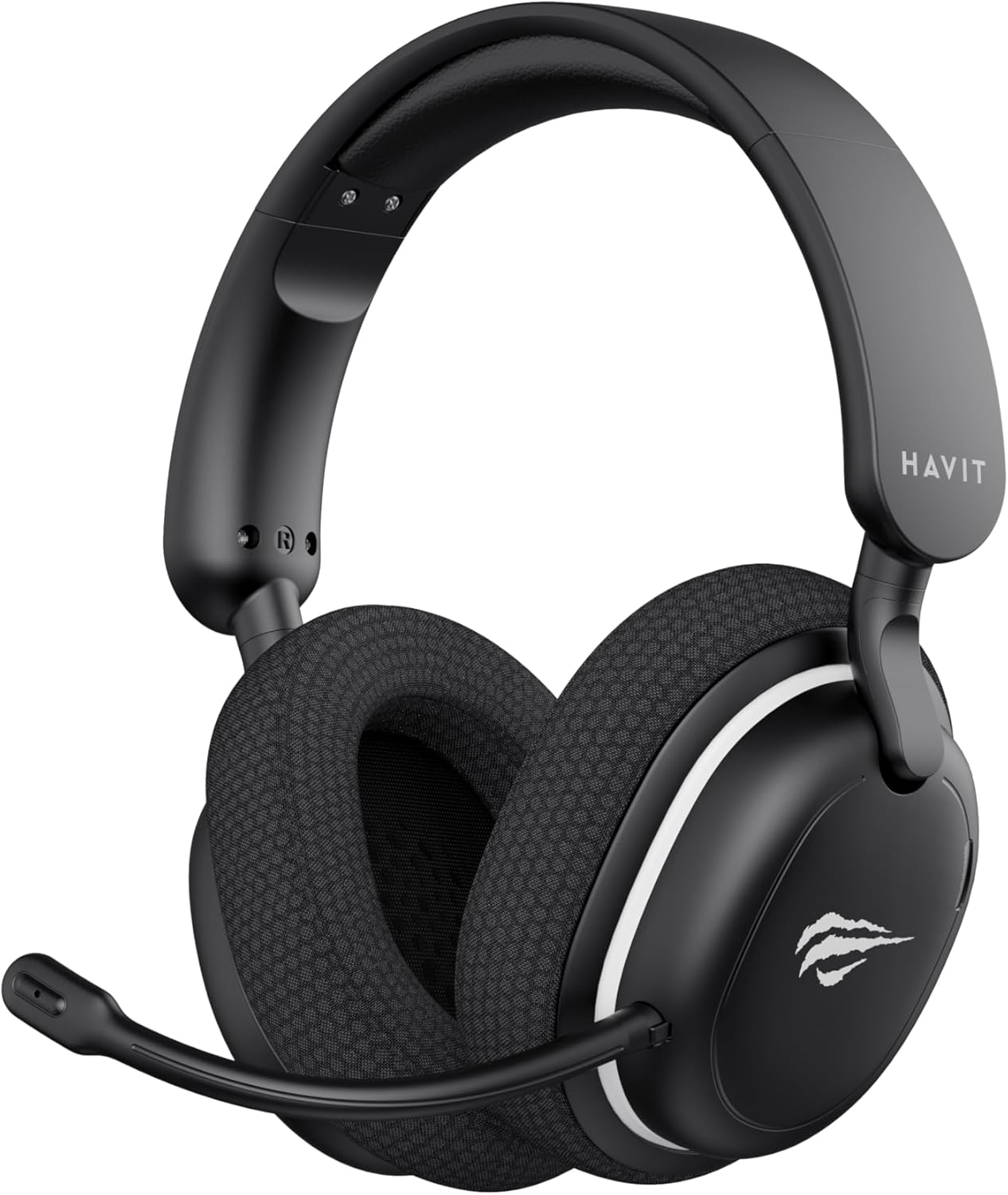 Mostra o visual geral, o formato over-ear e a proposta gamer do produto.