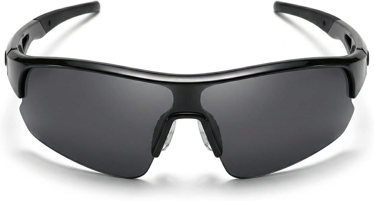 Óculos de Sol Esportivo Masculino Uv400 Espelhado para Corrida Preto Ou Preto e Vermelho Justgofit