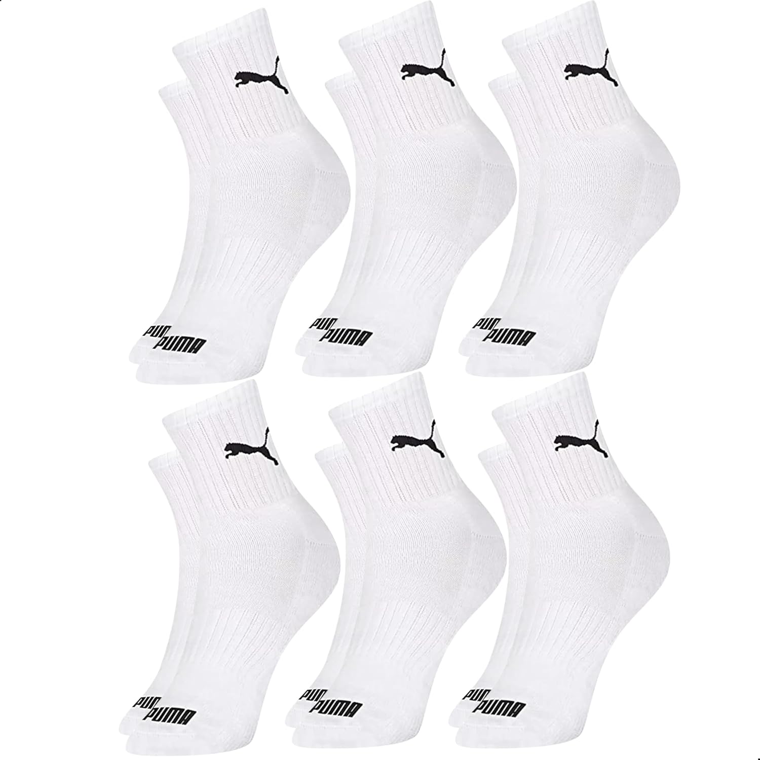 Kit 6 Pares Meia Cano Médio Alto Atoalhada Esportiva Algodão Masculina Feminina Unissex Adulto Academia Dia a Dia Puma