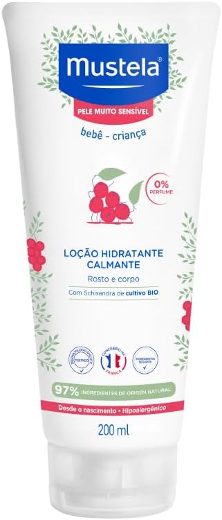 Hidratante e Calmante sem Fragrância para Pele Muito Sensível/Sensibilizada dos Bebês e Crianças, Mustela Bebê, Rosa, Médio/200 Ml