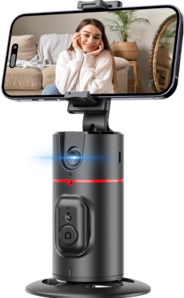 Suporte Celular com Rastreamento Automático de Movimento e Rosto, Rotação de 360° Automática, Segue Seus Movimentos, Tripé Estabilizador Celular Câmera Inteligentecom, com Controle Remoto, Lives