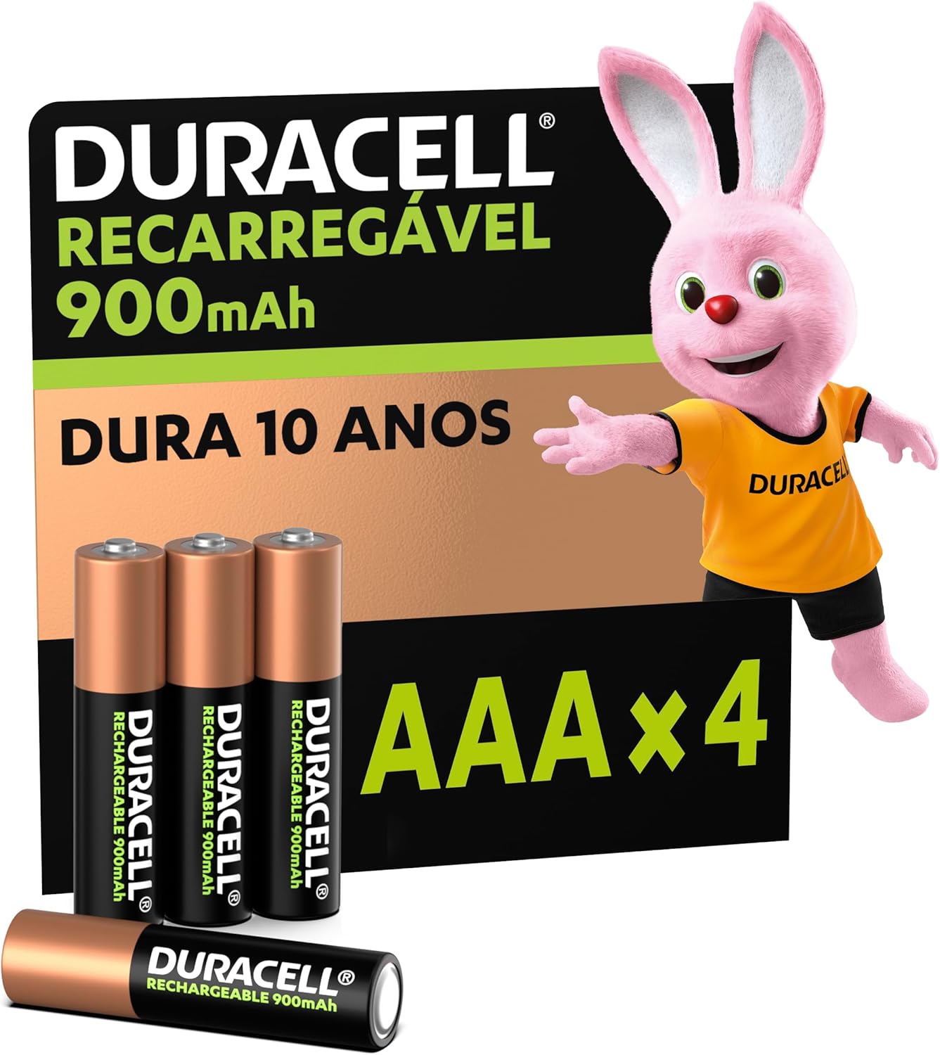Identificação imediata do produto, marca, quantidade e formato AAA.