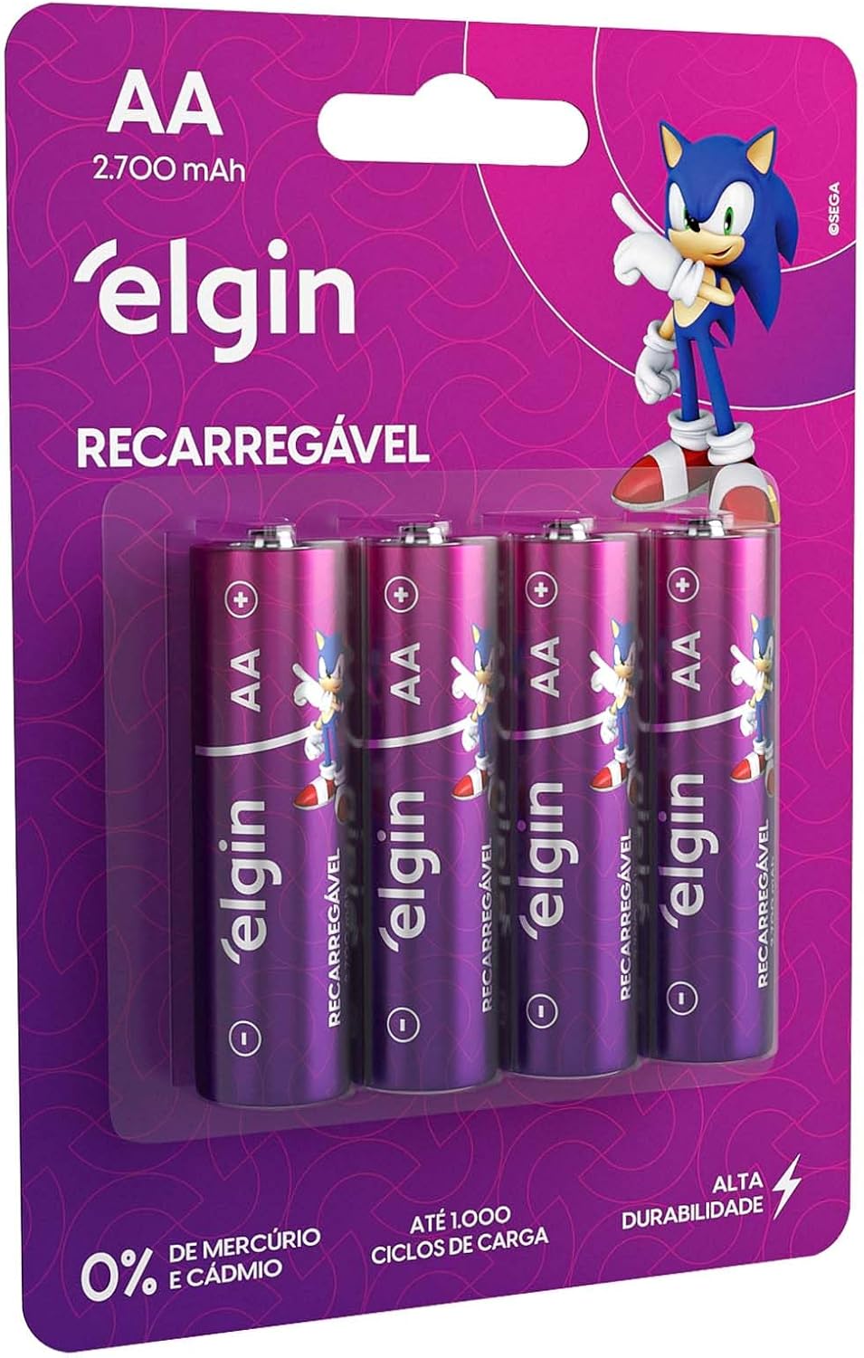 Pilha Recarregável Aa Elgin 2700Mah