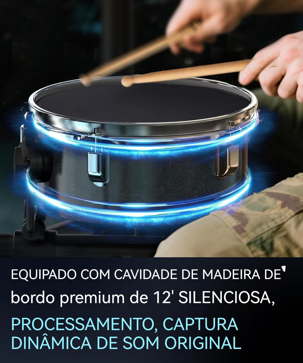 Destaca a disposição dos componentes e ajuda a avaliar ergonomia, ocupação de espaço e proporção do kit.