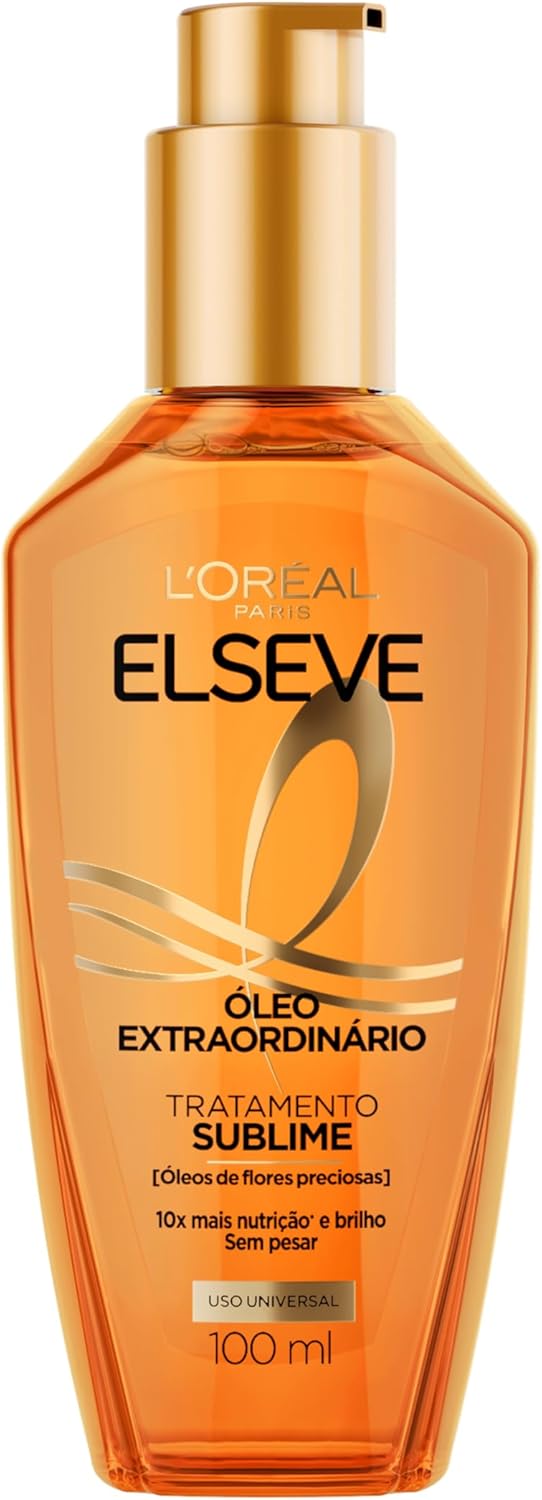 L'oréal Paris Elseve Óleo Extraordinário Finalizador Capilar, Nutrição Profunda com 6 Óleos Preciosos, Anti-Frizz, Proteção Térmica Até 230°C, Brilho Intenso para Todos os Tipos de Cabelo, 100Ml