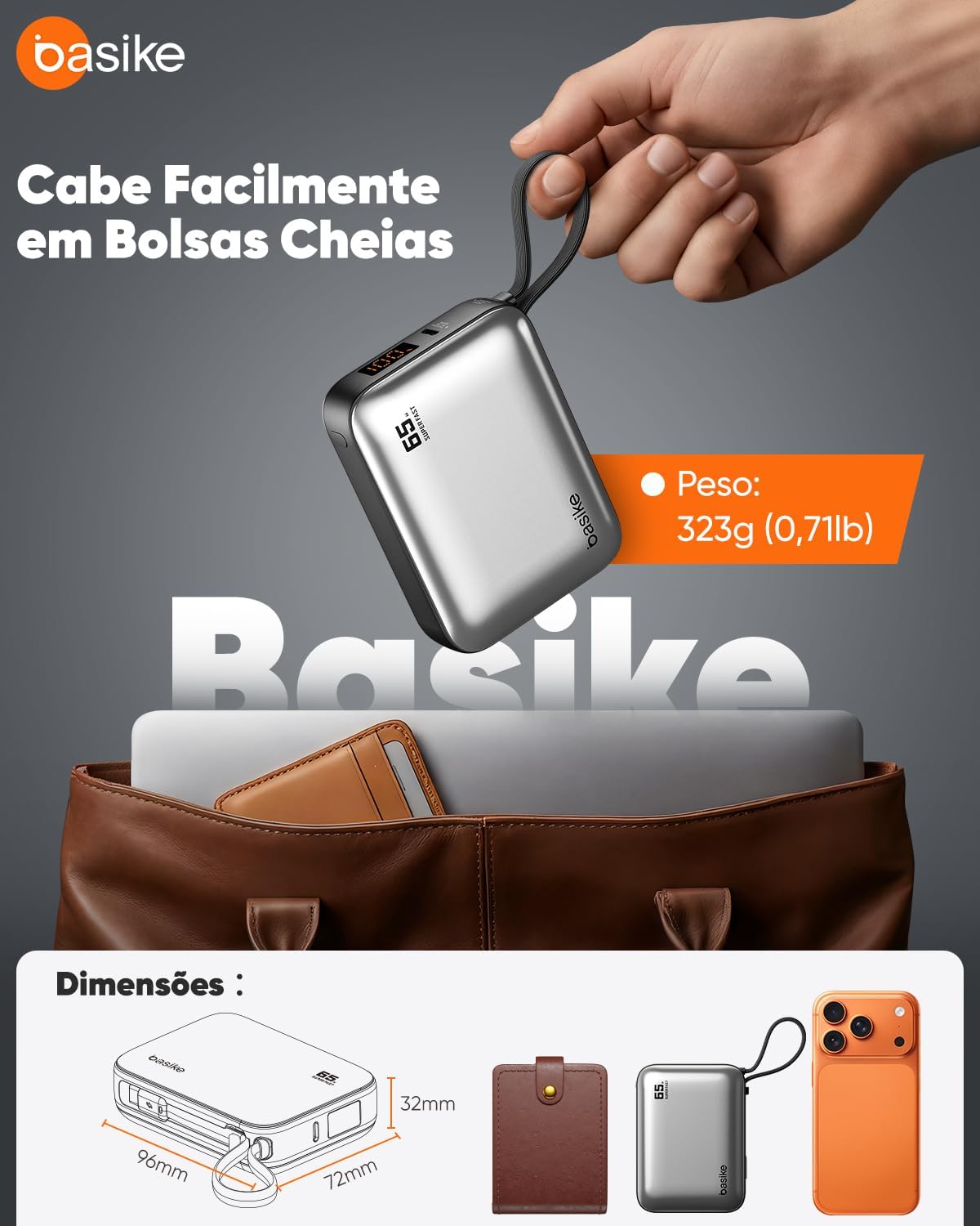 Evidencia recursos práticos de conexão, carregamento rápido e construção do conjunto de portas/cabo.