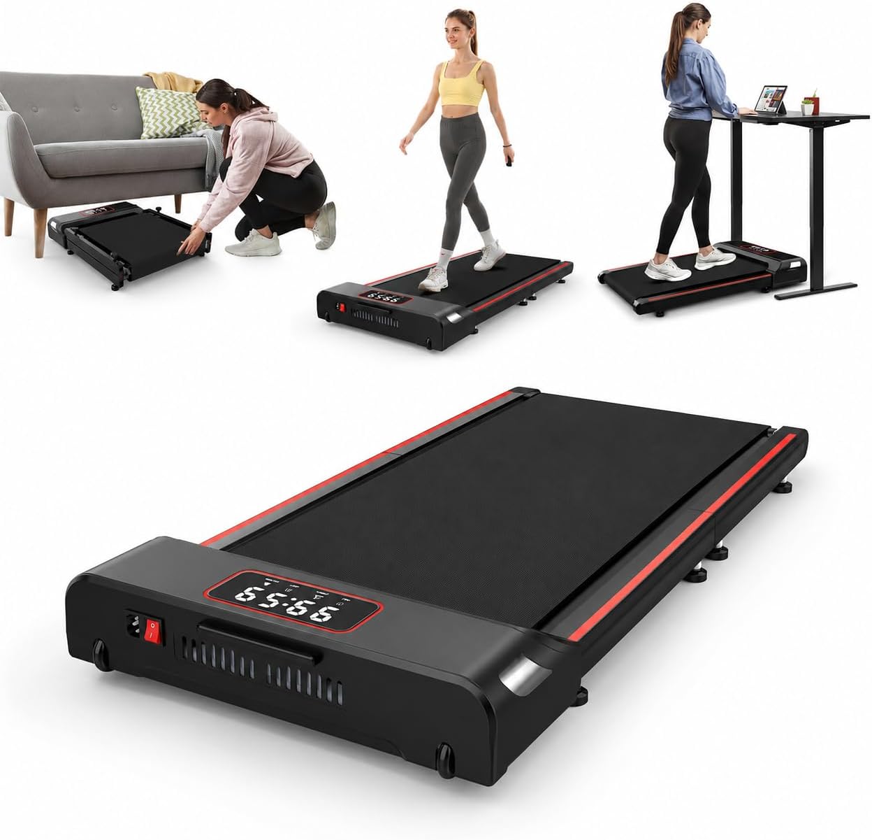 Esteira Ergométrica Dobrável 110V, Caminhada e Corrida Leve 1-8 Km/H, Suporta Até 120 Kg, Motor 1.5Hp Pico, Controle Remoto, Baixo Ruído Até 65Db, Compacta para Casa e Escritório
