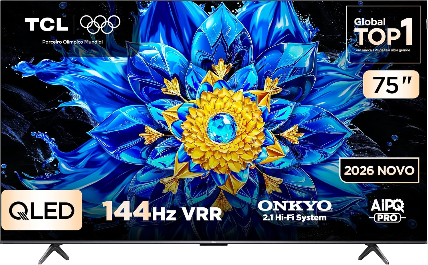 Smart Tv Tcl 75 Polegadas Qled 4K P8L Wi-Fi Bluetooth Google Tv Hdr10+ 144 Hz Vrr 75P8L