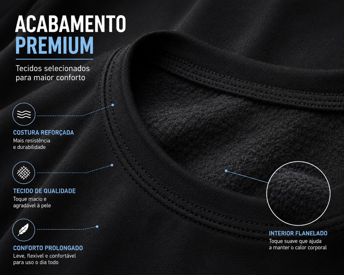 Destaca o encaixe no corpo e a proposta de segunda pele, útil para avaliar conforto e modelagem.